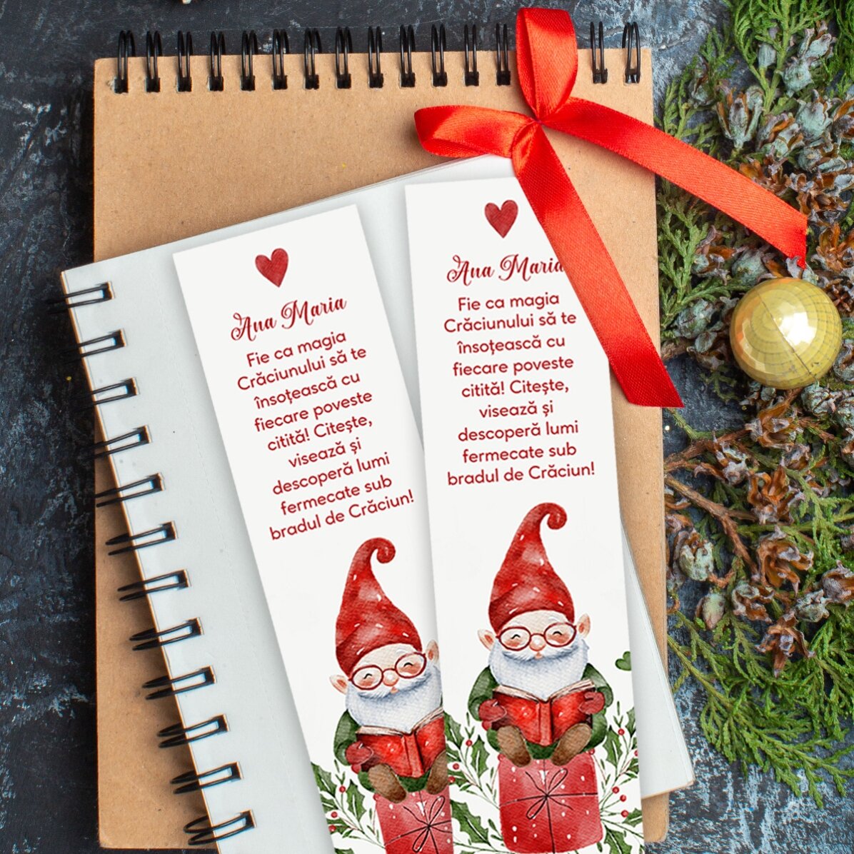 Marcapáginas personalizado con texto: Papá Noel