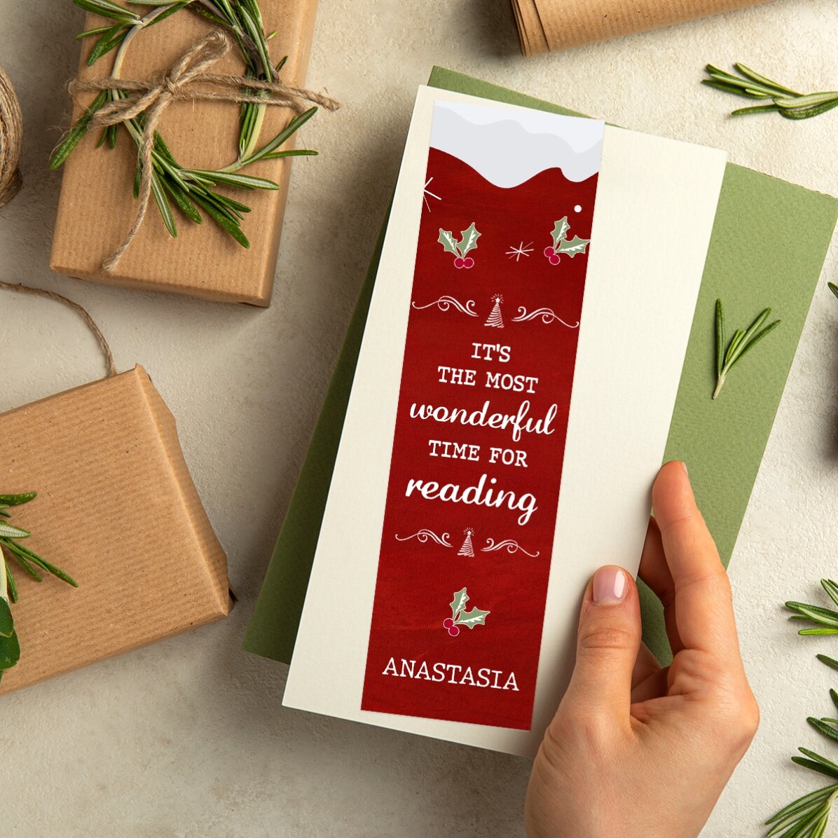 Marcapáginas personalizado con texto: «Most wonderful time»