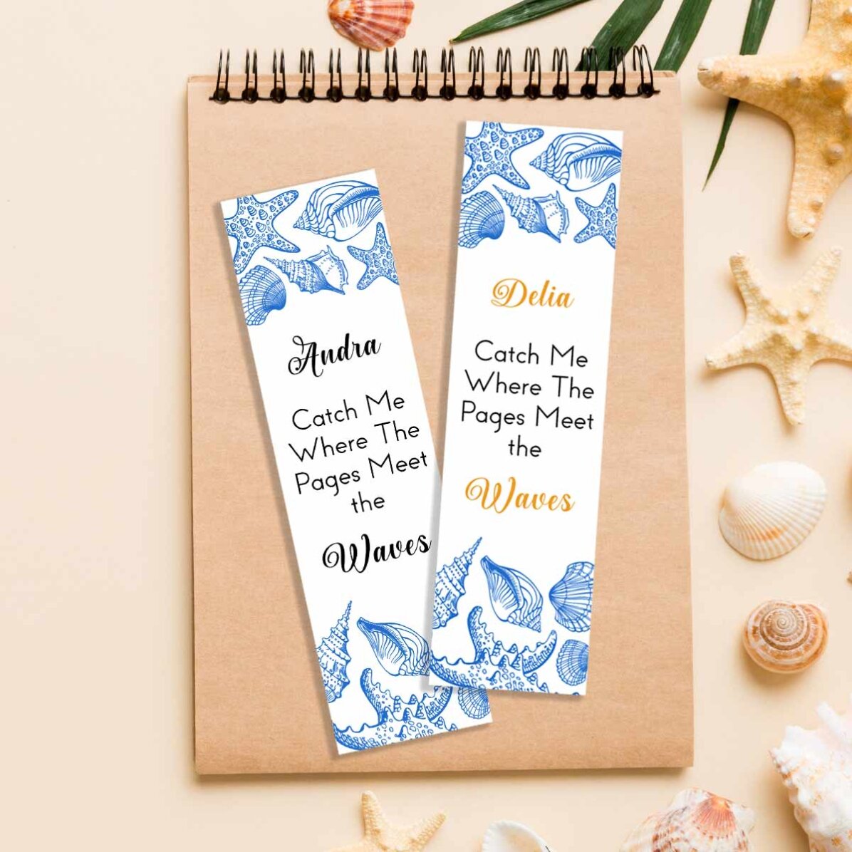 Marcapáginas personalizado con texto - Concha