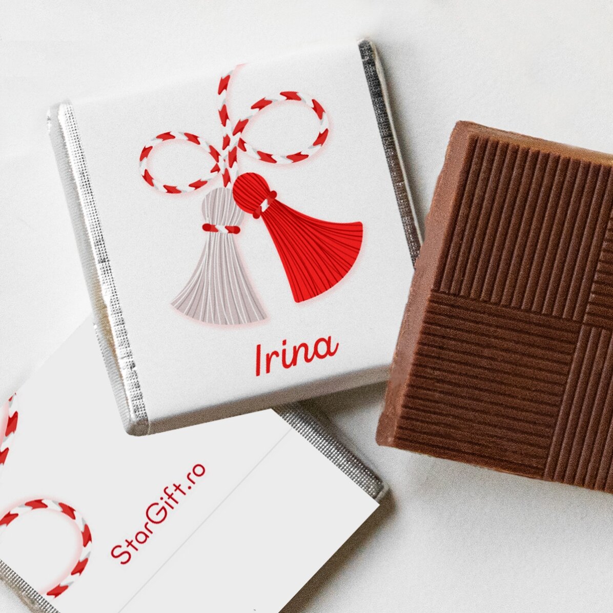 Lote de 10 mini bombones personalizados con el nombre «dulce»