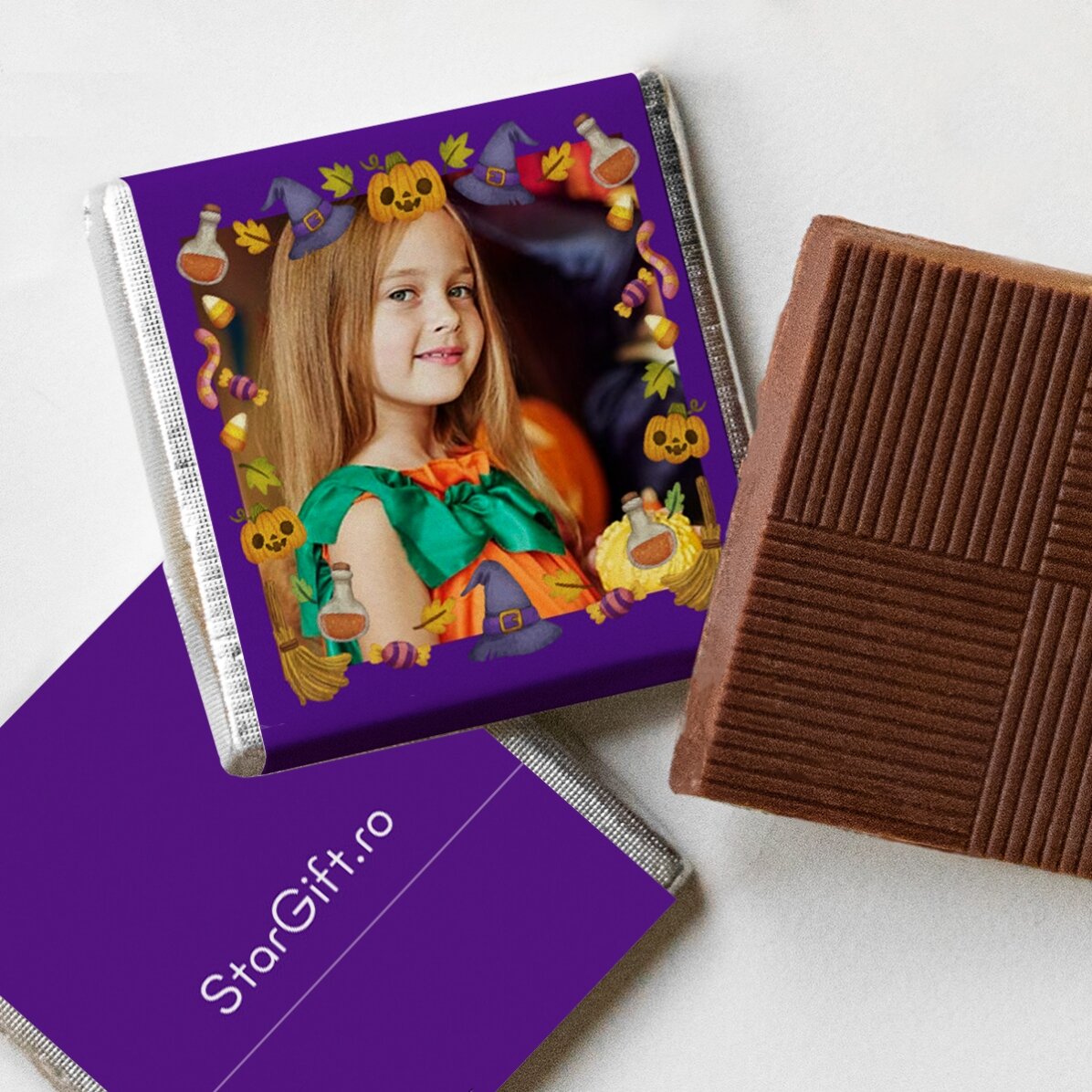 Lote de 10 minichocolates personalizados con fotos y texto - Halloween