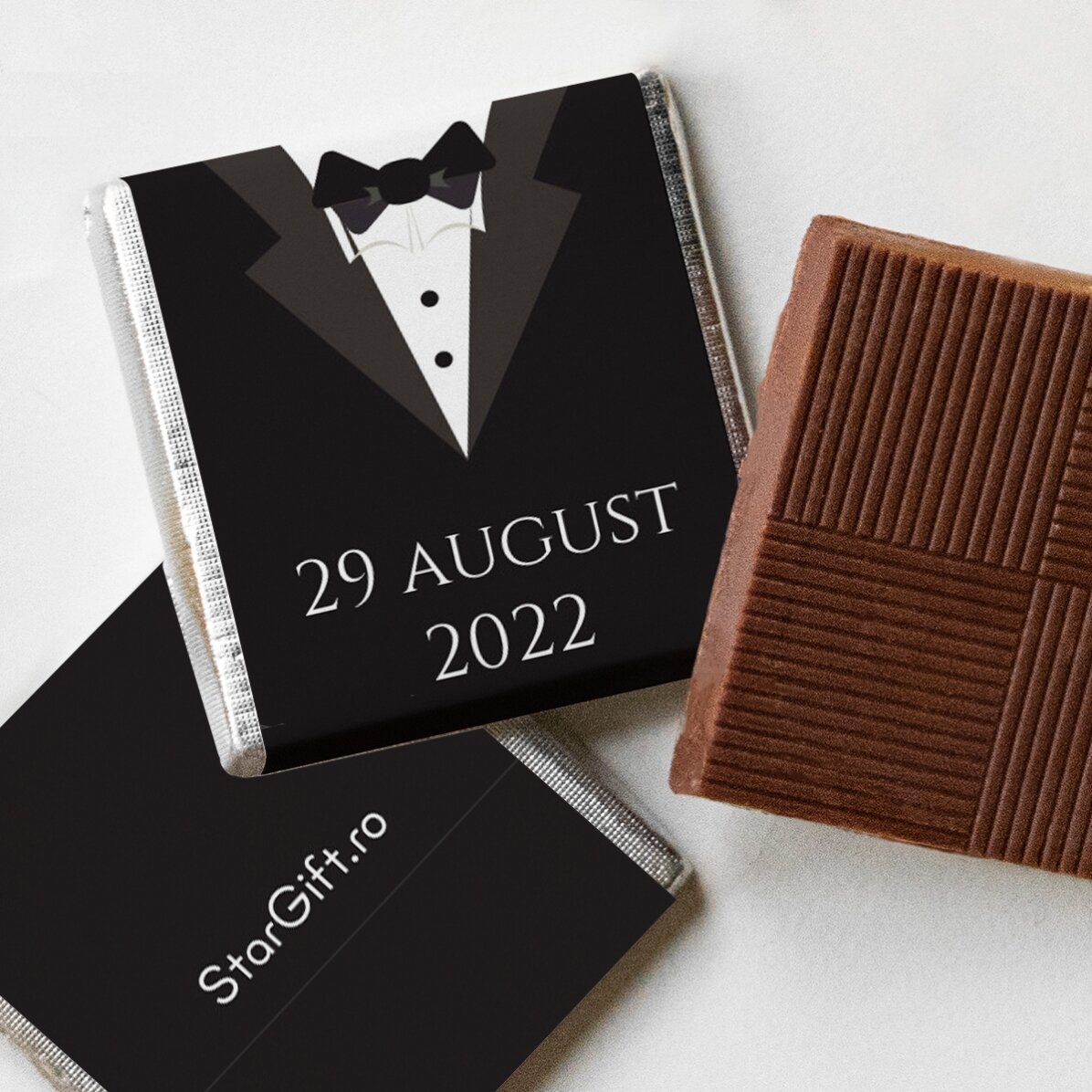 Lote de 10 minichocolates personalizados con texto: «Mr and Mrs»