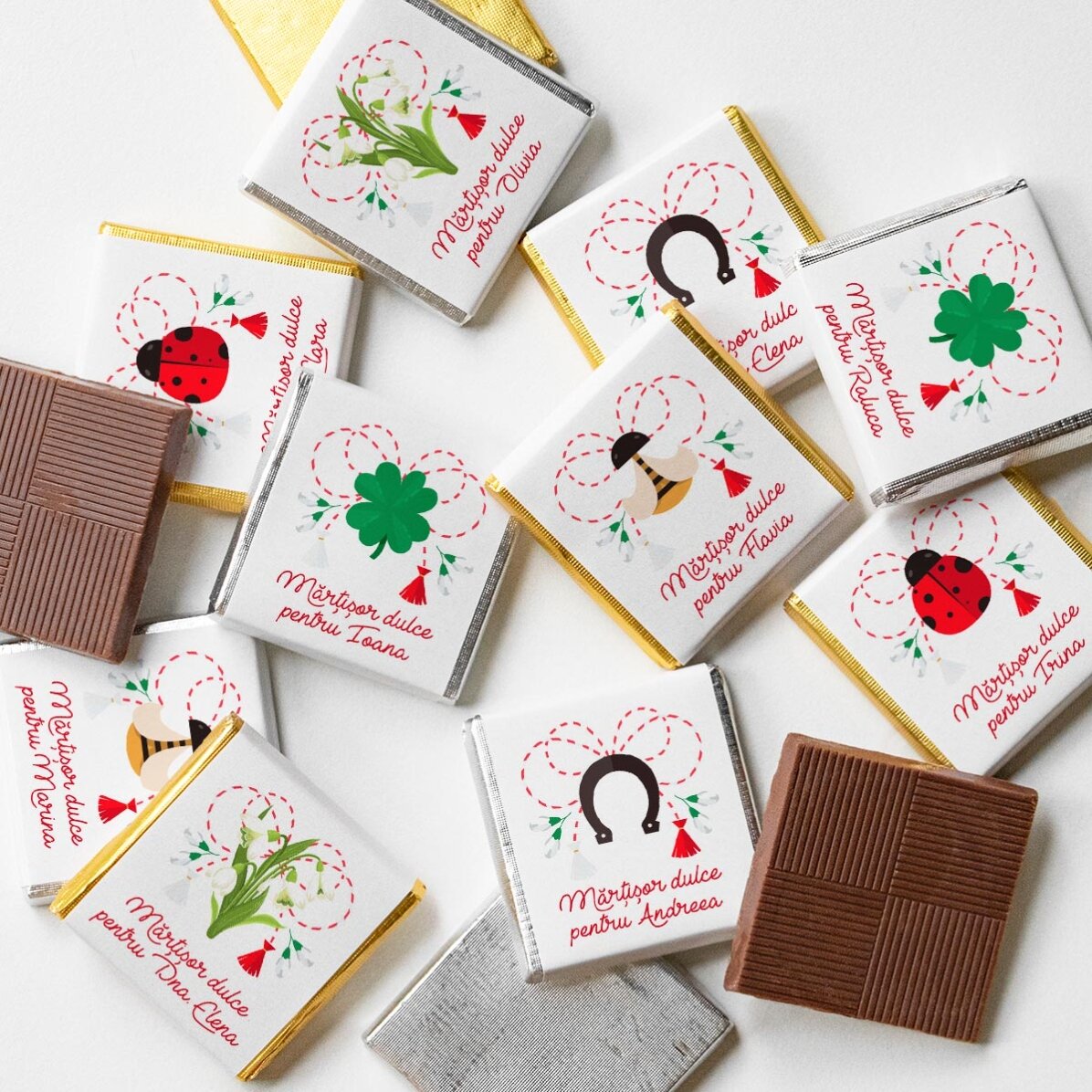 Lote de 10 minichocolates personalizados con nombre