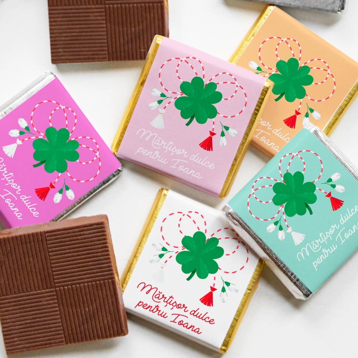 Lote de 10 minichocolates personalizados con nombre