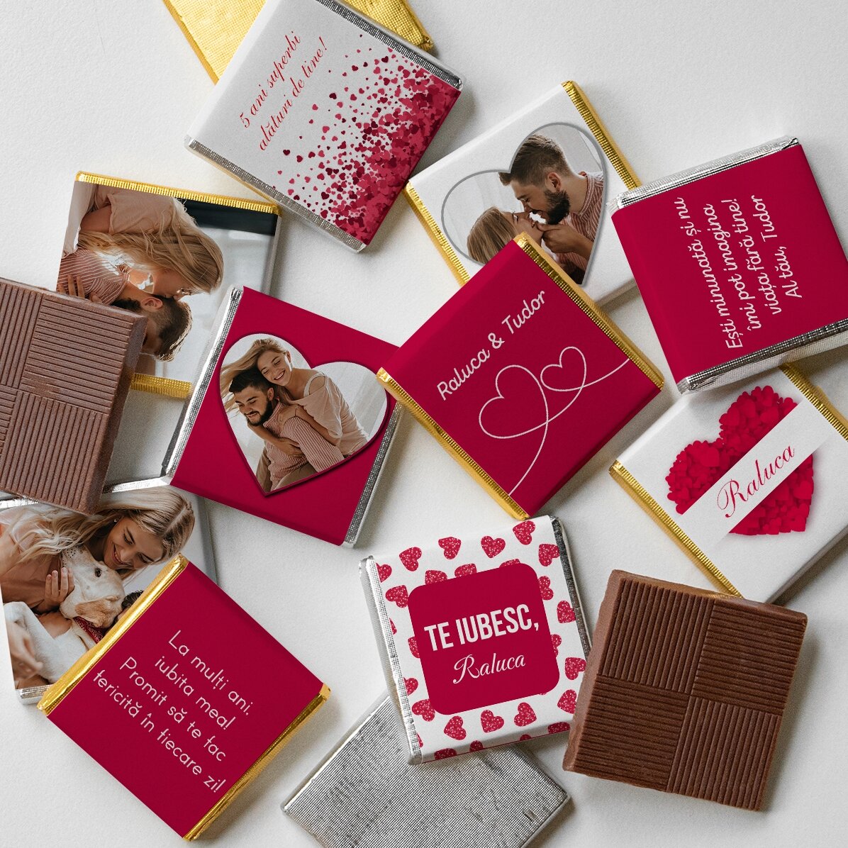 Lote de 10 minichocolates personalizados: «¡Te quiero!»