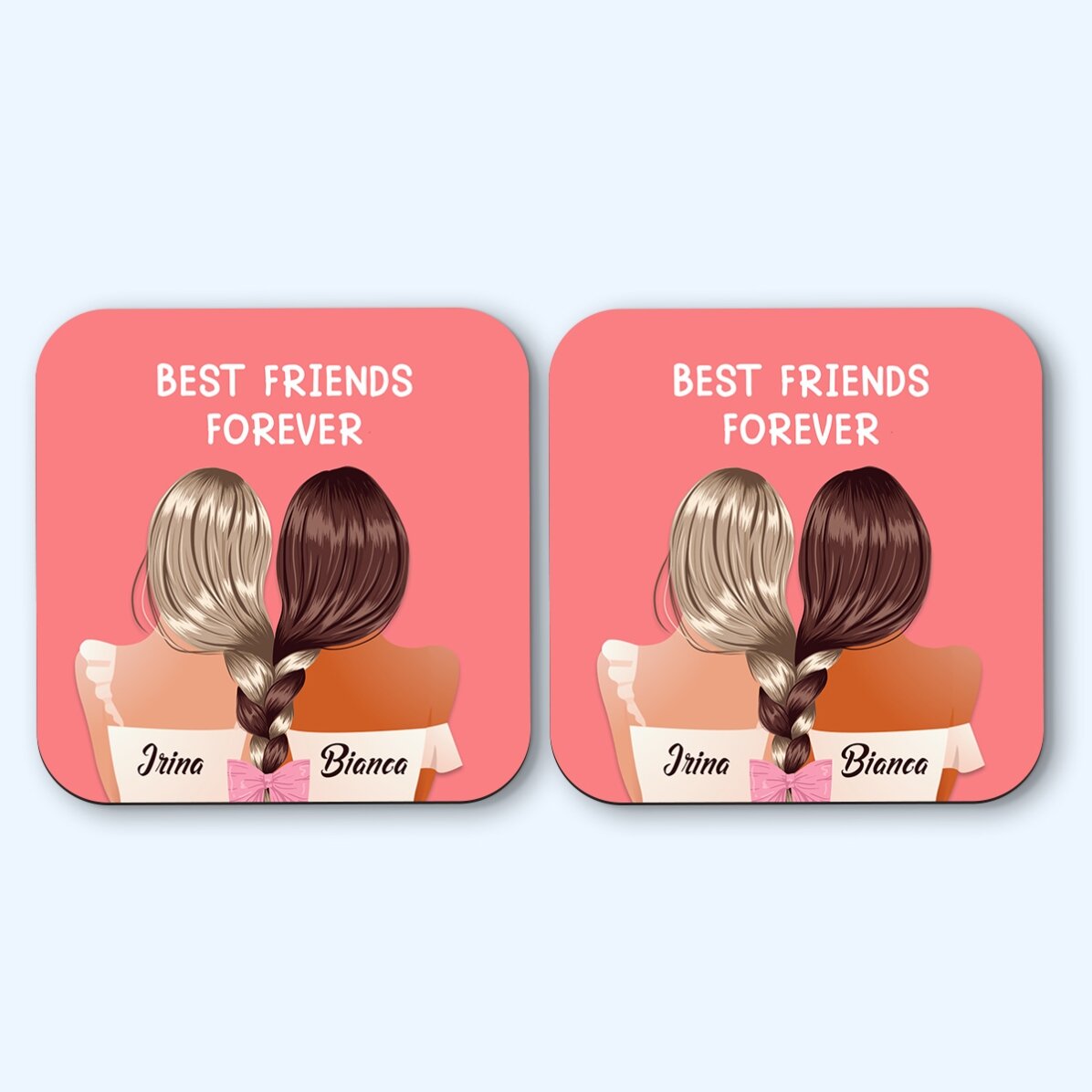 Lote de 2 posavasos personalizados con texto: «Best friends»