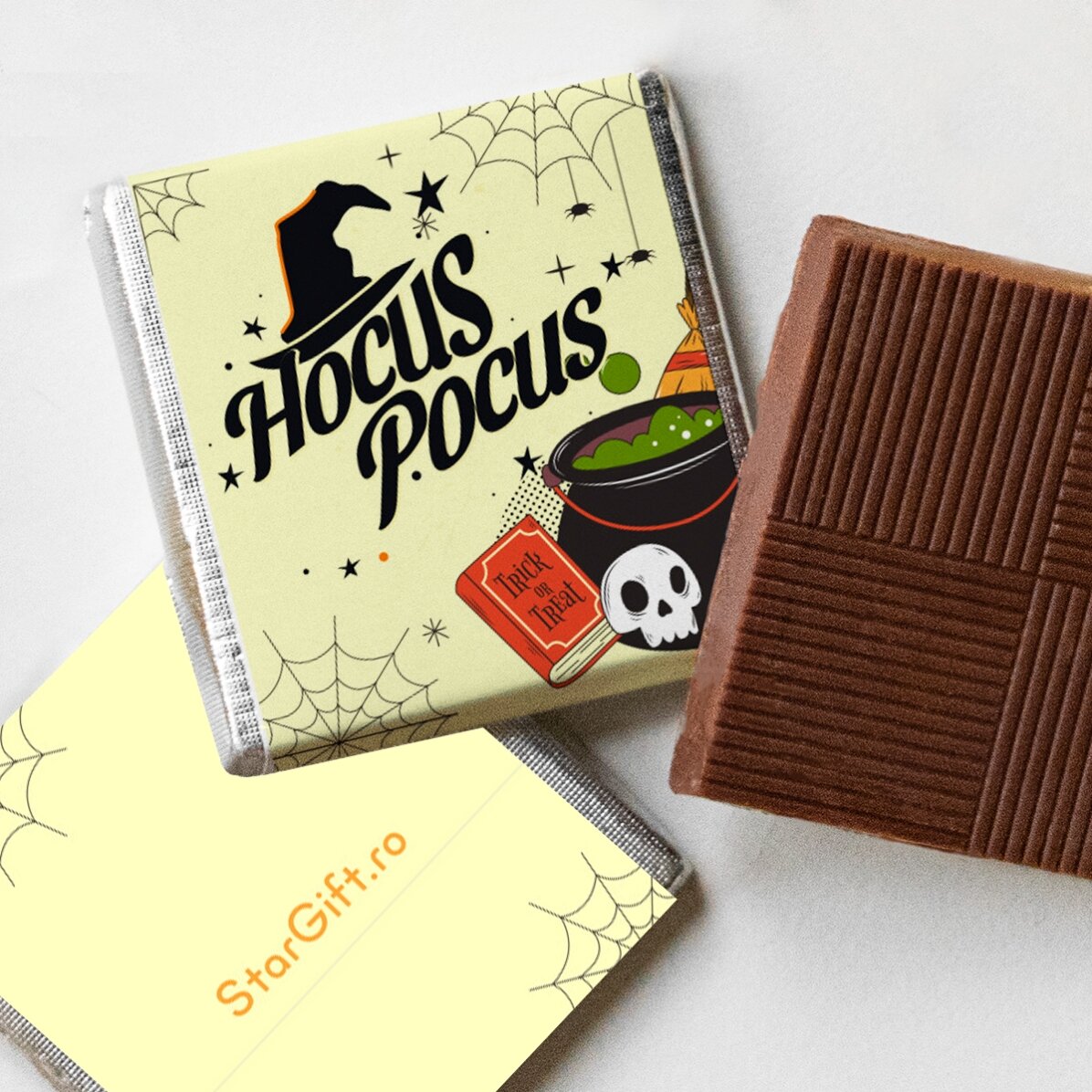 Lote de 5 minichocolates personalizados con foto y texto - Halloween