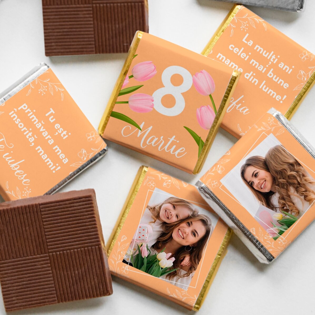 Lote de 5 minichocolates personalizados con fotos y texto - Mamá