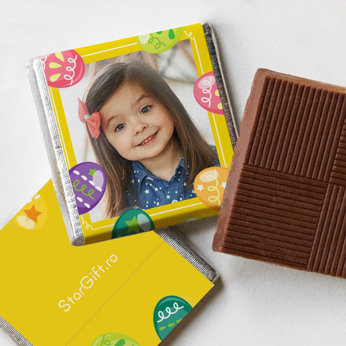 Lote de 5 minichocolates personalizados con fotos y texto - Pascua