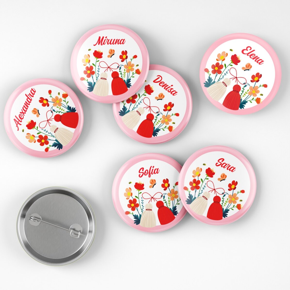 Lote de 6 chapas personalizadas con nombre