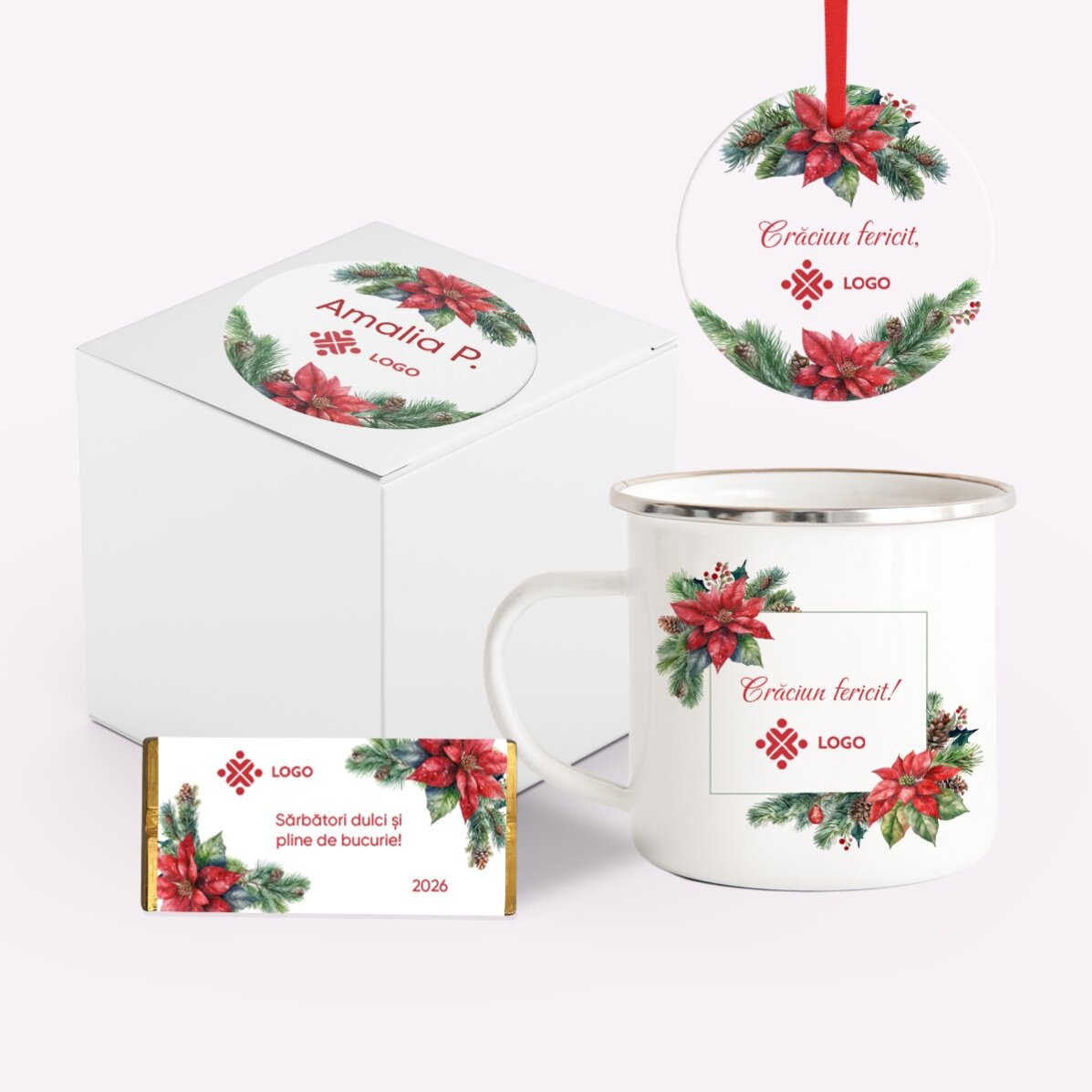 Lote de regalo de Navidad personalizado con logotipo y mensaje - Navidad
