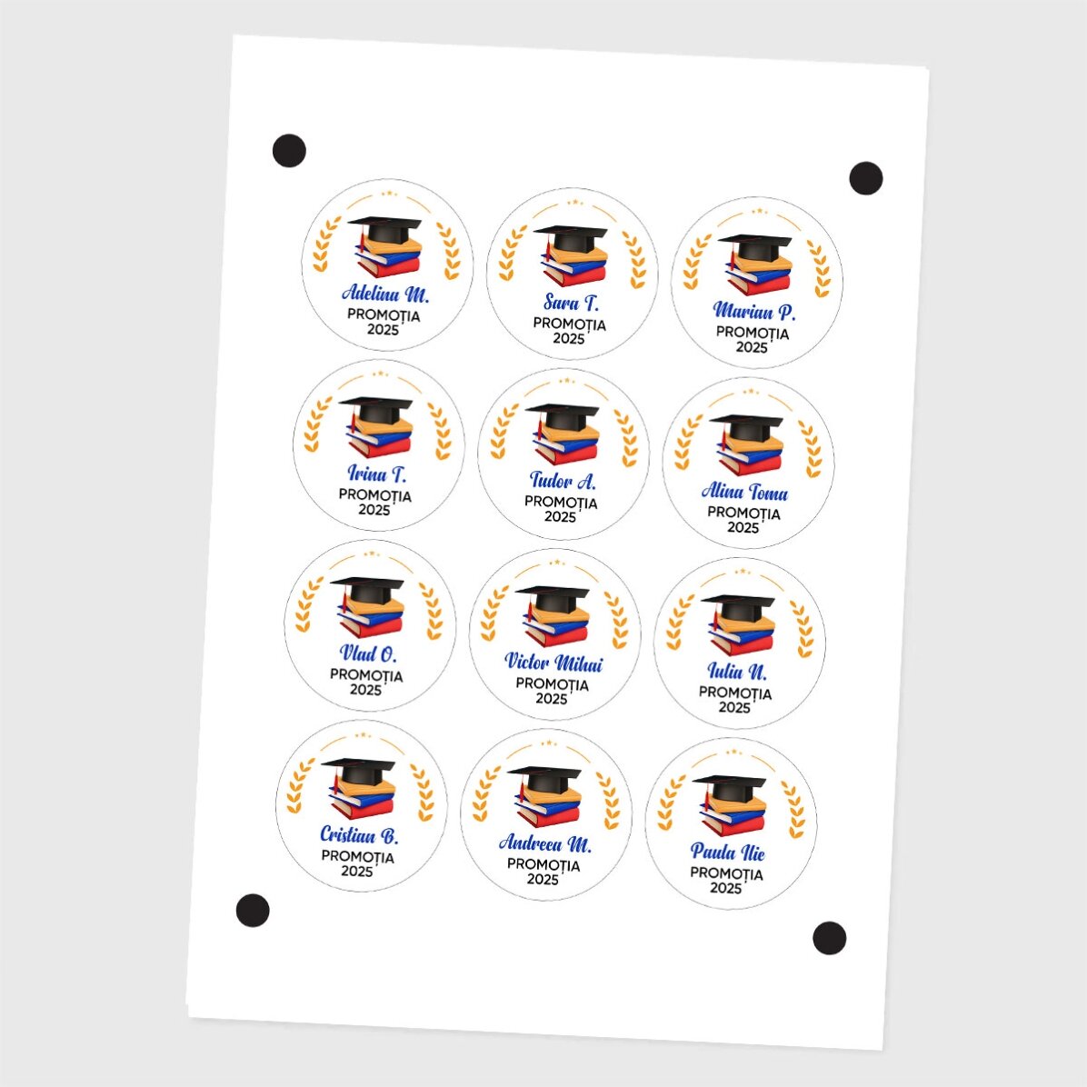 Lote de 12 pegatinas (etiquetas autoadhesivas) personalizadas con mensaje: «Graduación»