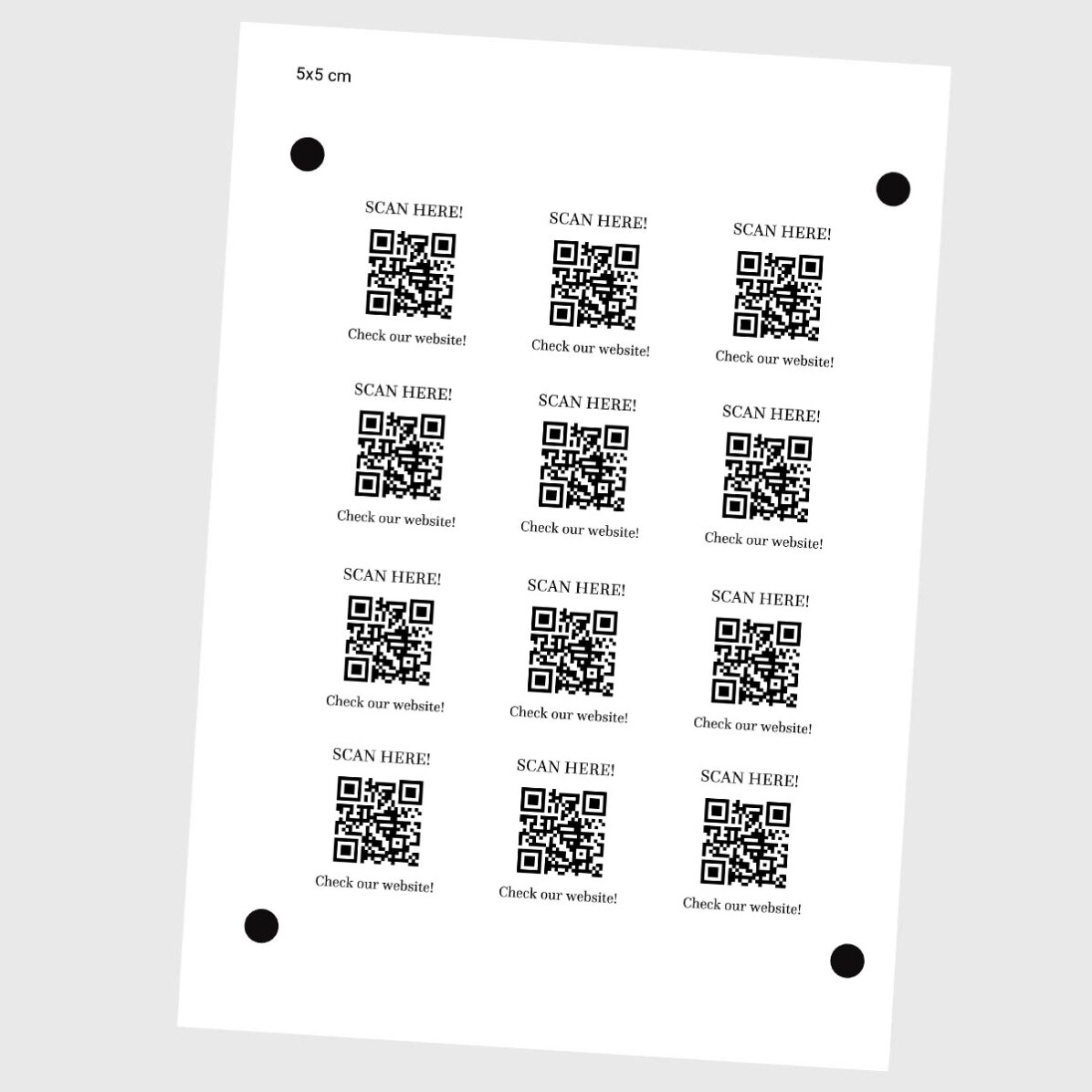 Lote de 12 pegatinas (etiquetas autoadhesivas) personalizadas con texto y código QR - Check