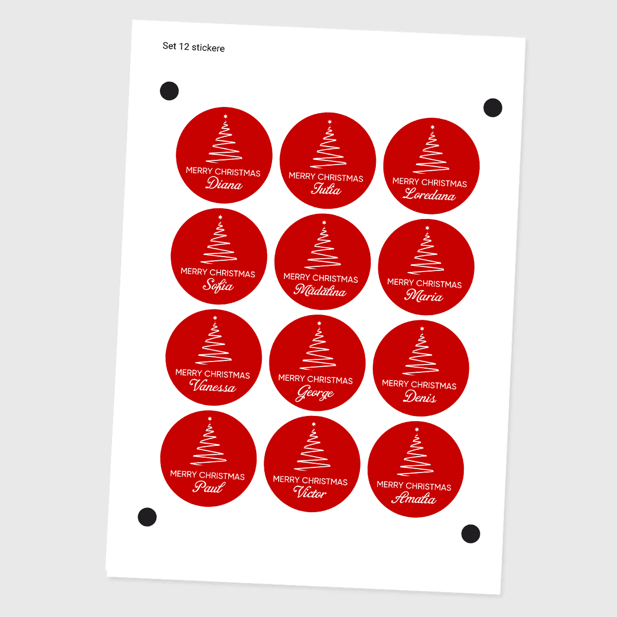 Lote de 12 pegatinas (etiquetas autoadhesivas) personalizadas con mensaje - Navidad