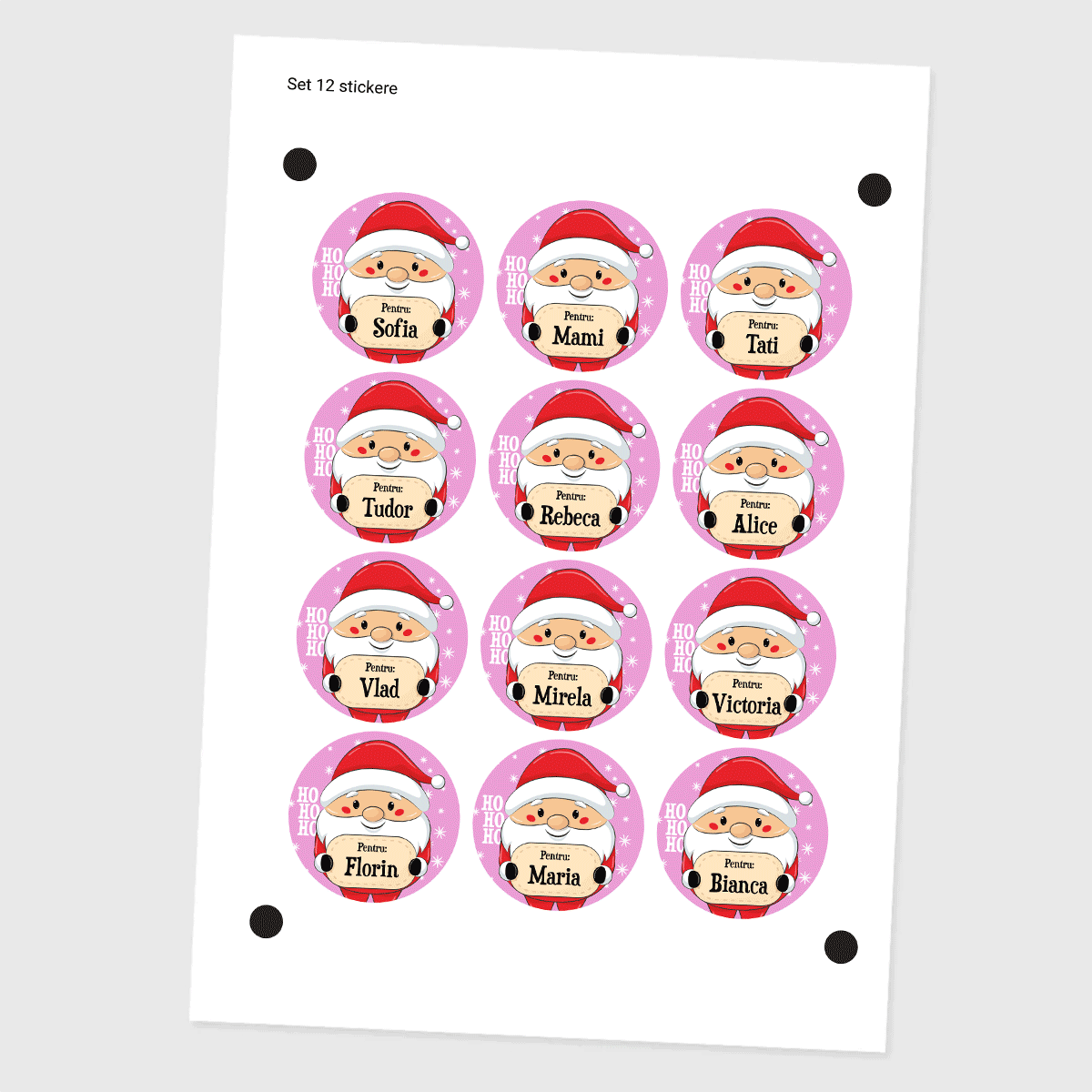 Lote de 12 pegatinas (etiquetas autoadhesivas) personalizadas con mensaje - De Papá Noel