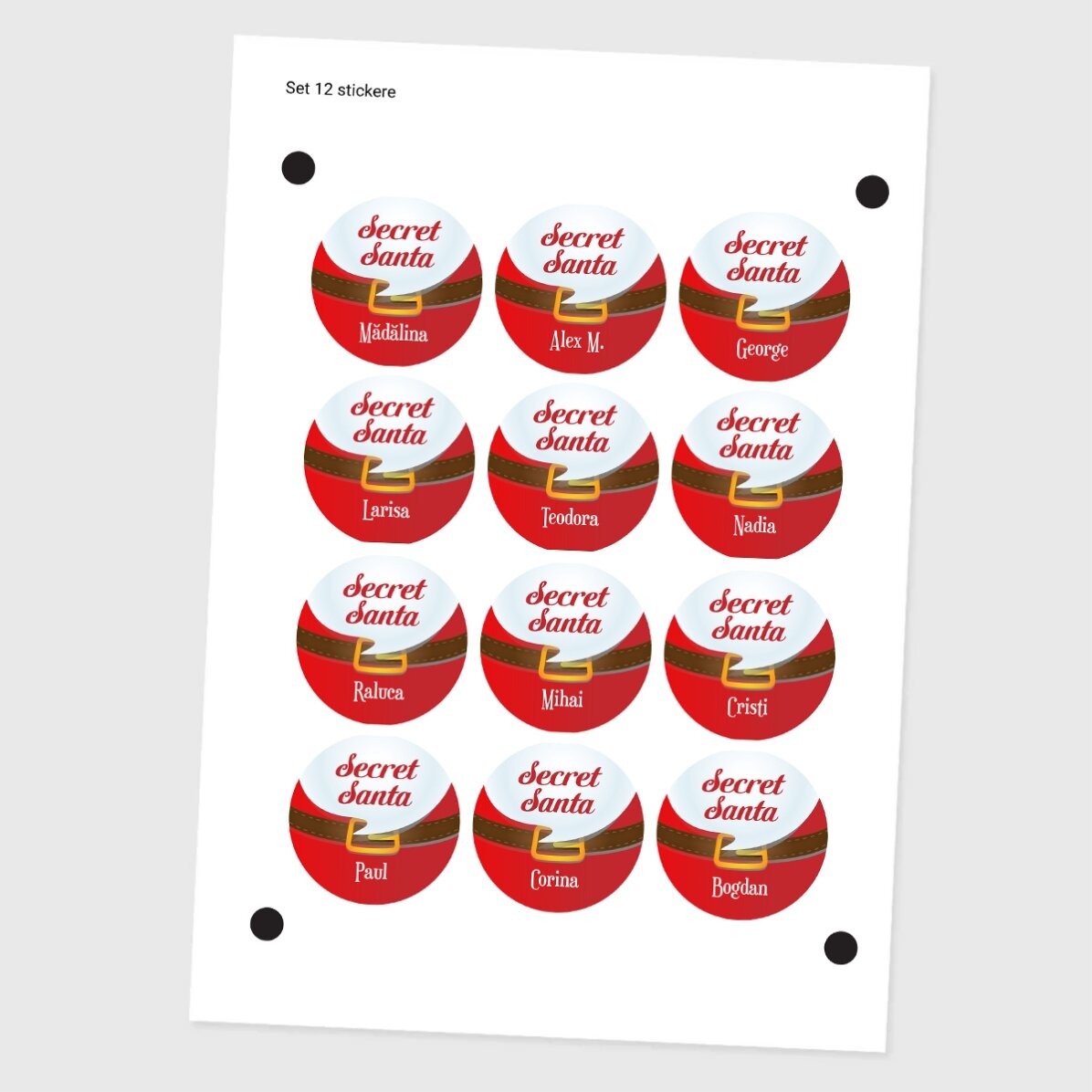 Lote de 12 pegatinas (etiquetas autoadhesivas) personalizadas con mensaje - Amigo invisible