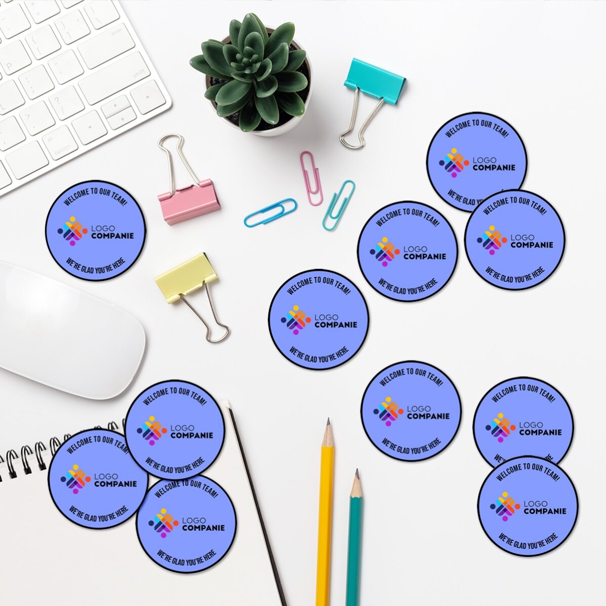 Juego de 12 pegatinas (etiquetas autoadhesivas) redondas, de 5 cm de diámetro, personalizadas con lo