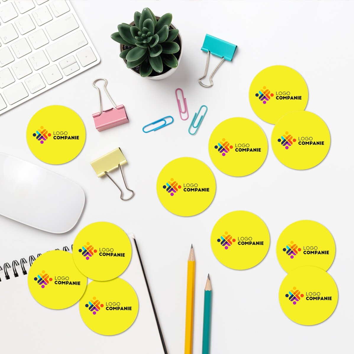 Juego de 12 pegatinas (etiquetas autoadhesivas) redondas, de 5 cm de diámetro, personalizadas con el