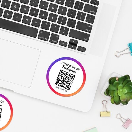 Set of 12 round stickers (self-adhesive labels), diameter 5 cm, customised with text and QR code - I