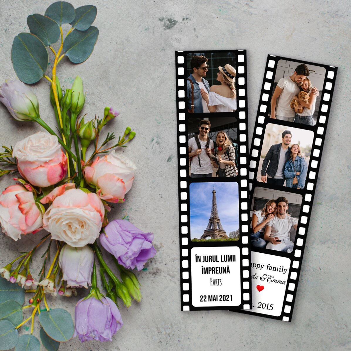 Lote de 2 imanes personalizados con fotos y texto - Momentos especiales