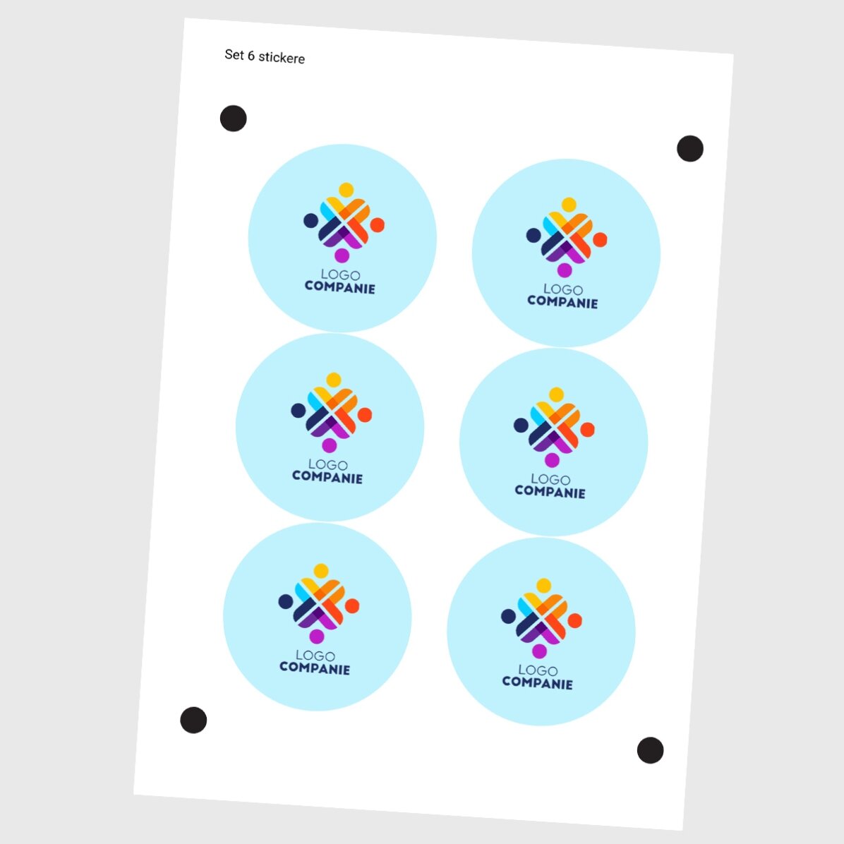Lote de 6 pegatinas (etiquetas autoadhesivas) redondas, de 7 cm de diámetro, personalizadas con logo