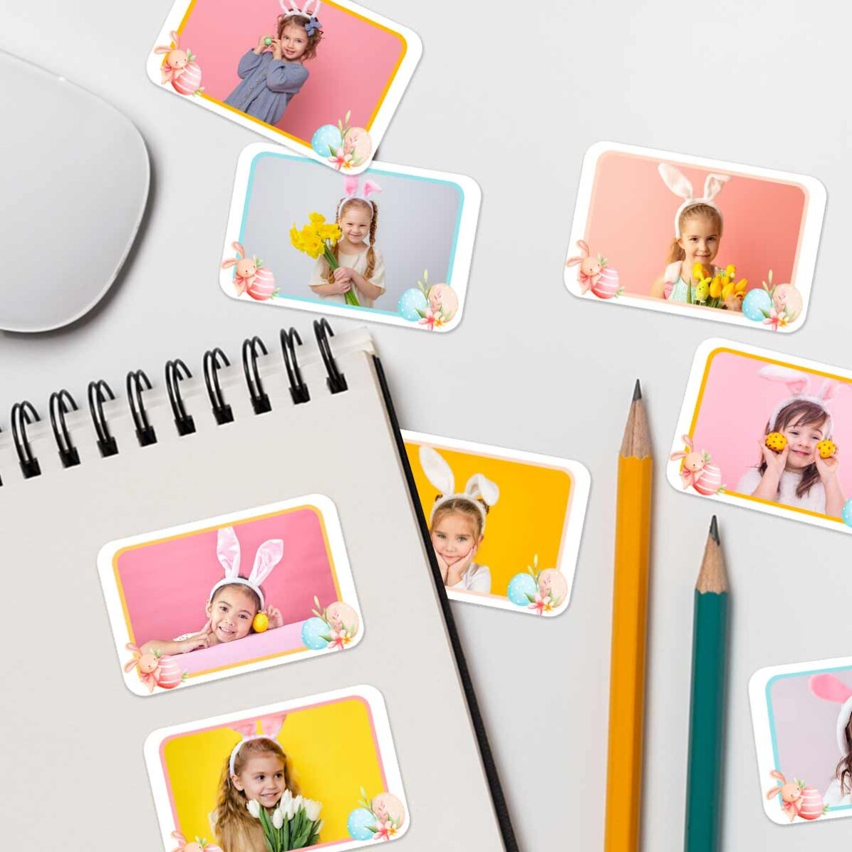 Lote de 8 pegatinas (etiquetas autoadhesivas) personalizadas con fotos - Pascua