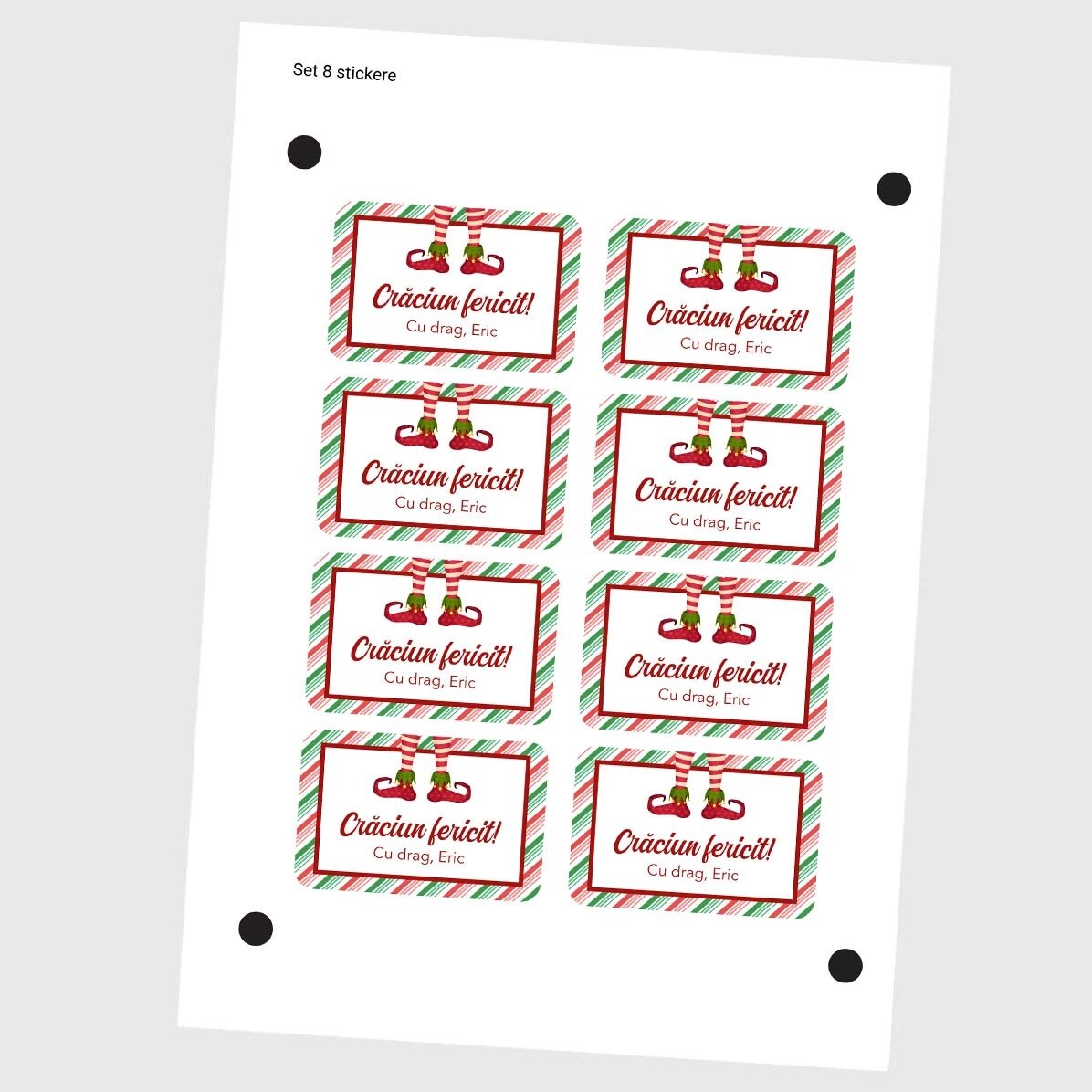 Set of 8 customised stickers (self-adhesive labels) - Elf
