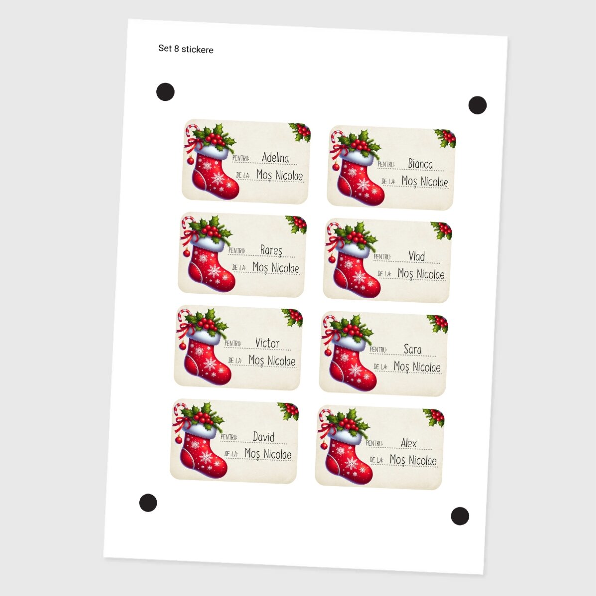 Lote de 8 pegatinas (etiquetas autoadhesivas) personalizadas - Con cariño, Papá Noel