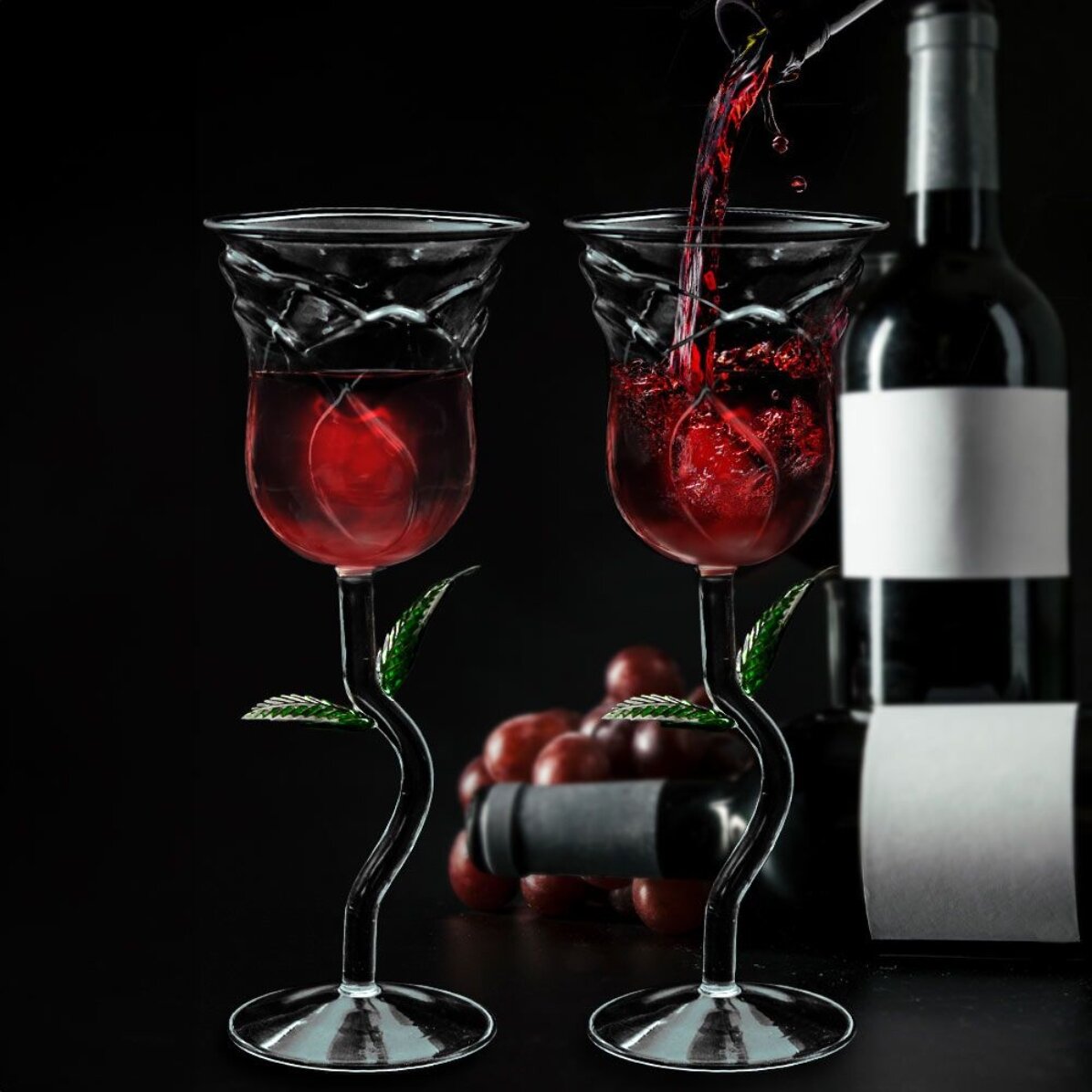 Juego de dos vasos - Rosas