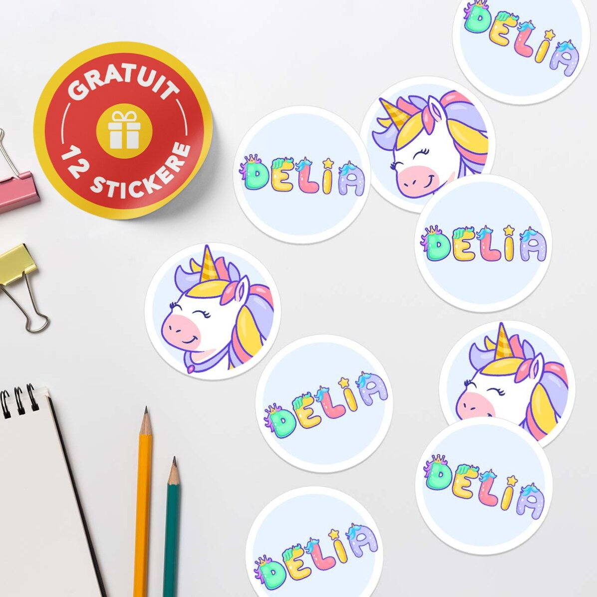 Conjunto personalizado para la guardería o el colegio – Unicornio