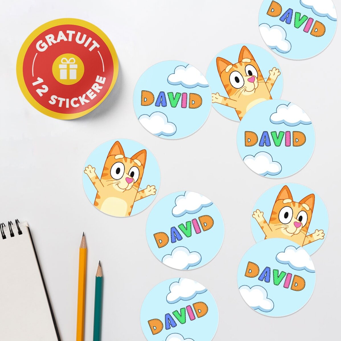Set personalizado para la guardería o el colegio: personajes de dibujos animados
