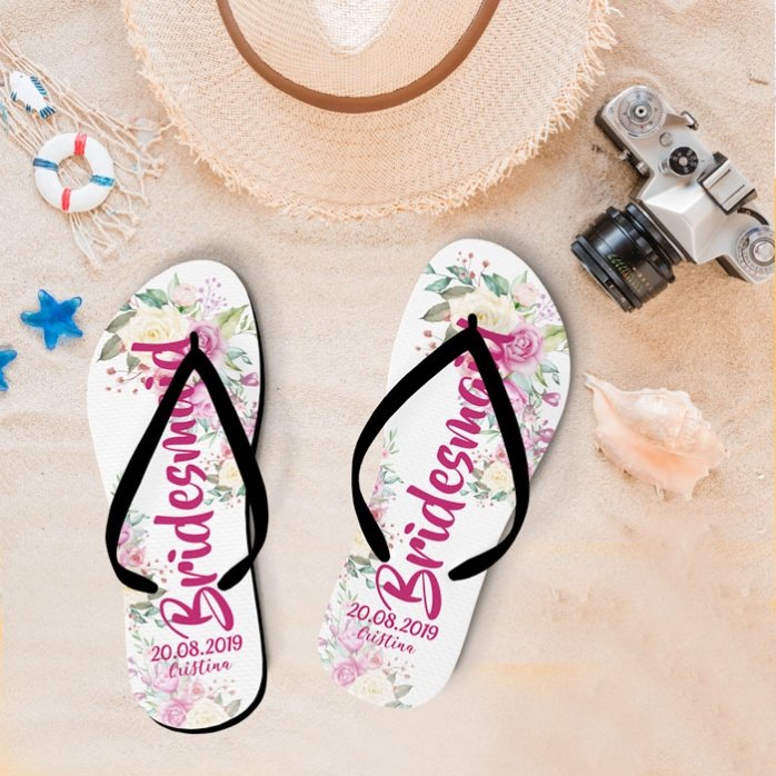 Personalised flip flops with text - Bridesmaid