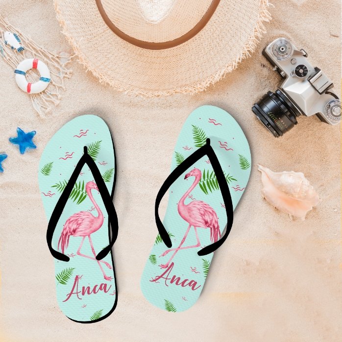 Chanclas personalizadas para niños con texto - Flamingo