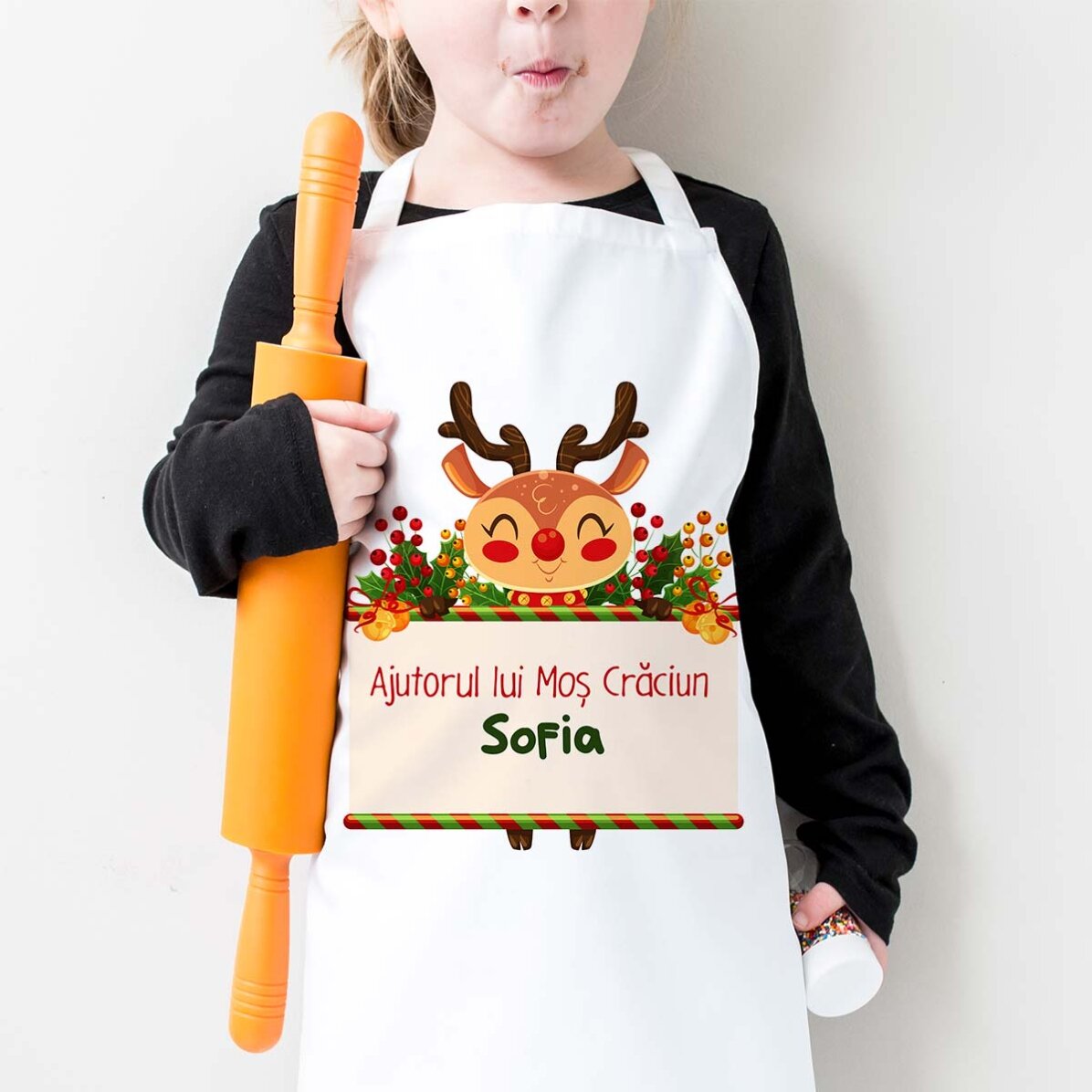 Calcetín para niños personalizado con texto: «La ayuda de Papá Noel»