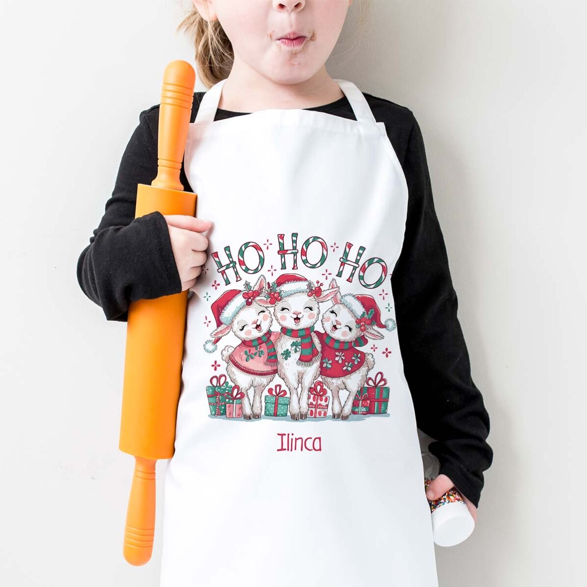 Caja para niños personalizada con texto: ¡HO HO HO!