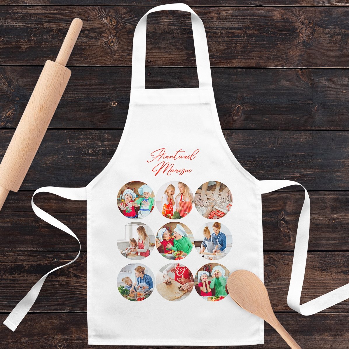 Camiseta personalizada para niños con 9 fotos y texto - Aventuras en la cocina