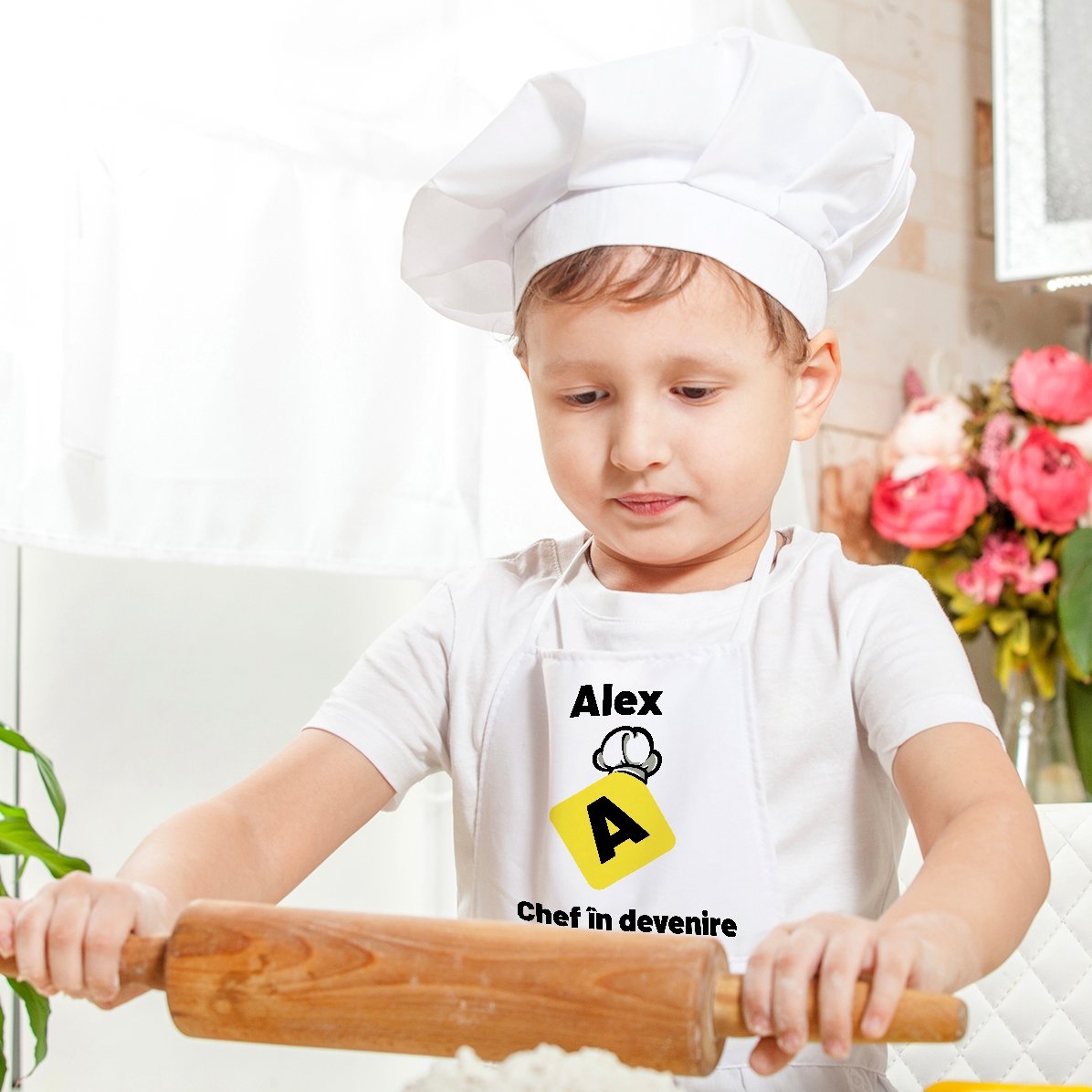 Camiseta personalizada para niños con texto: «Futuro chef»