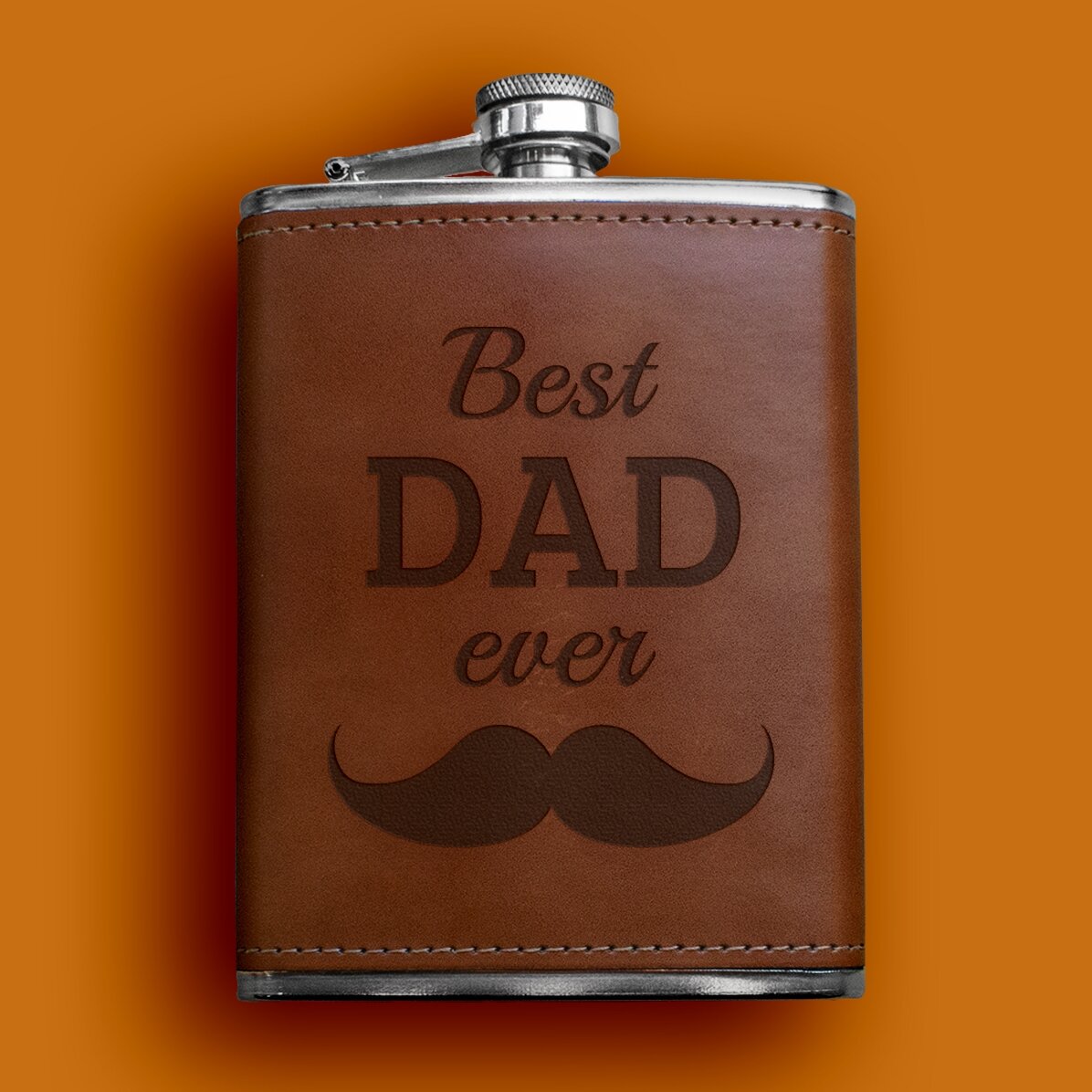 Botella de bolsillo personalizada forrada en piel - Best DAD