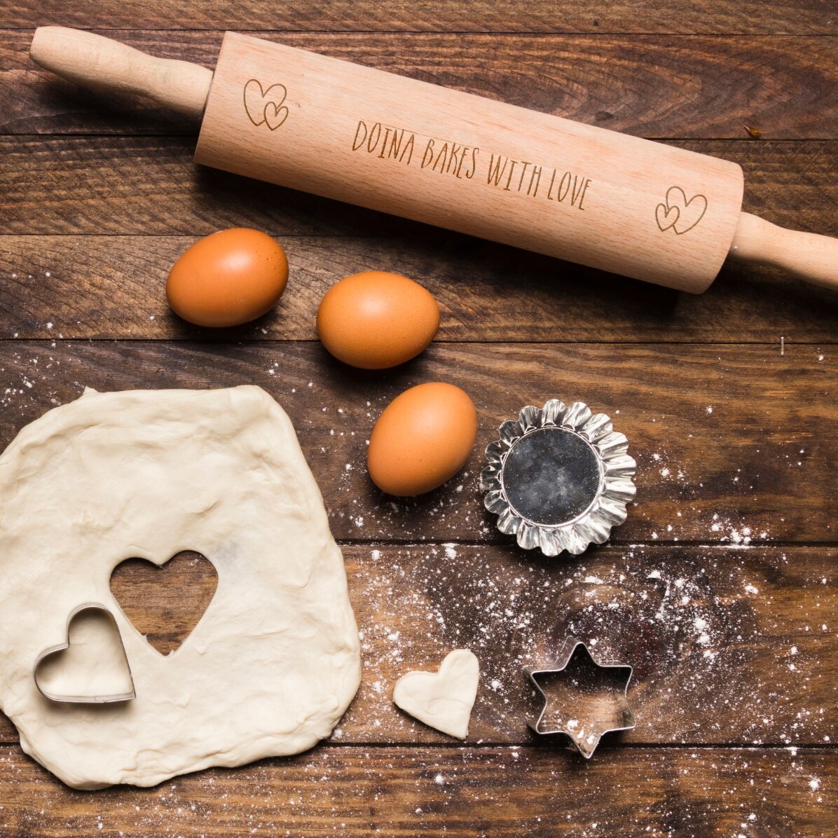 Rodillo de madera personalizado - Bake with love