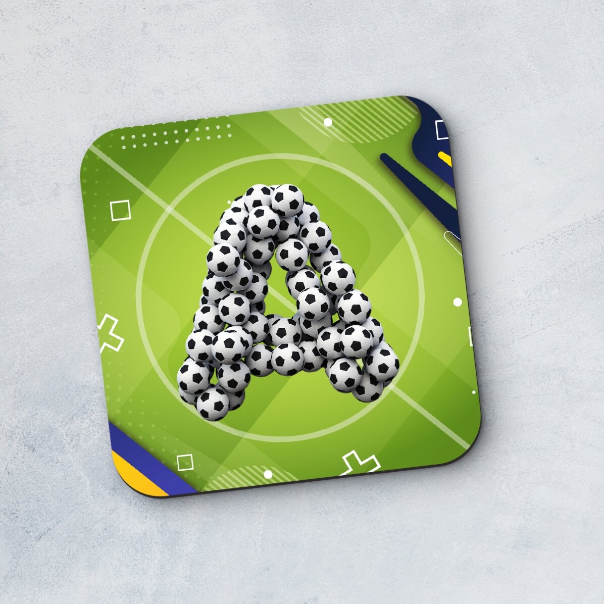 Posavasos personalizado con una inicial - Fútbol