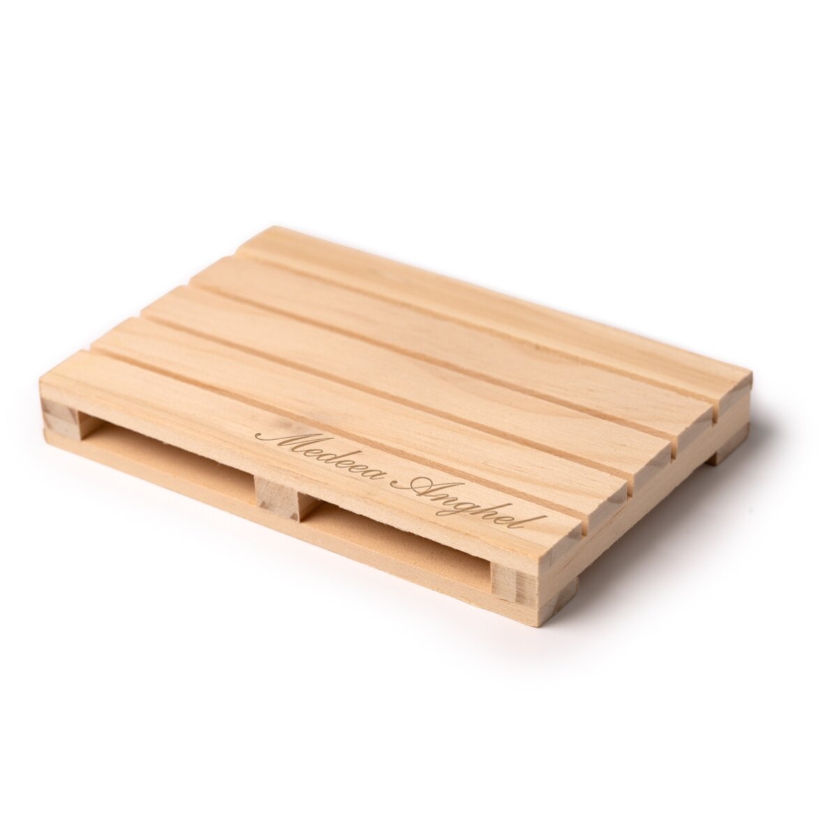 Personalised pallet-shaped coaster with name
