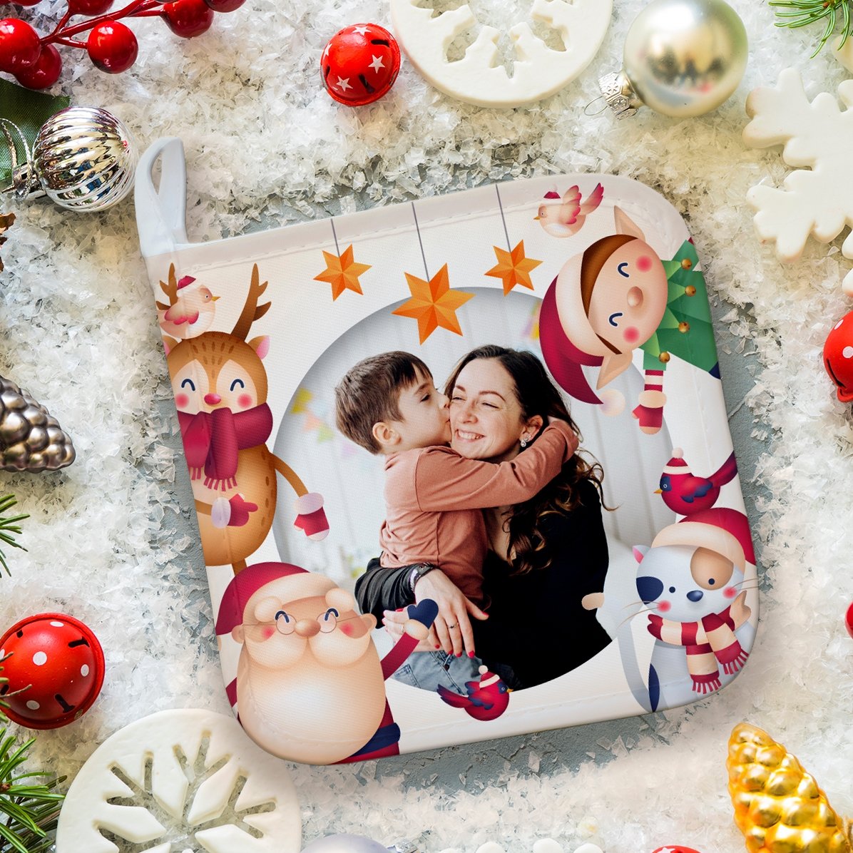 Soporte para ollas calientes personalizado con foto - modelo de Navidad