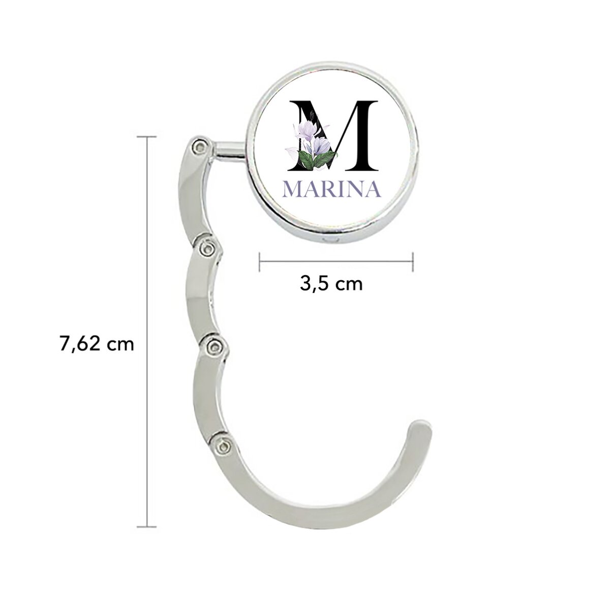 Soporte para bolso de mesa personalizado con nombre e inicial - Floral