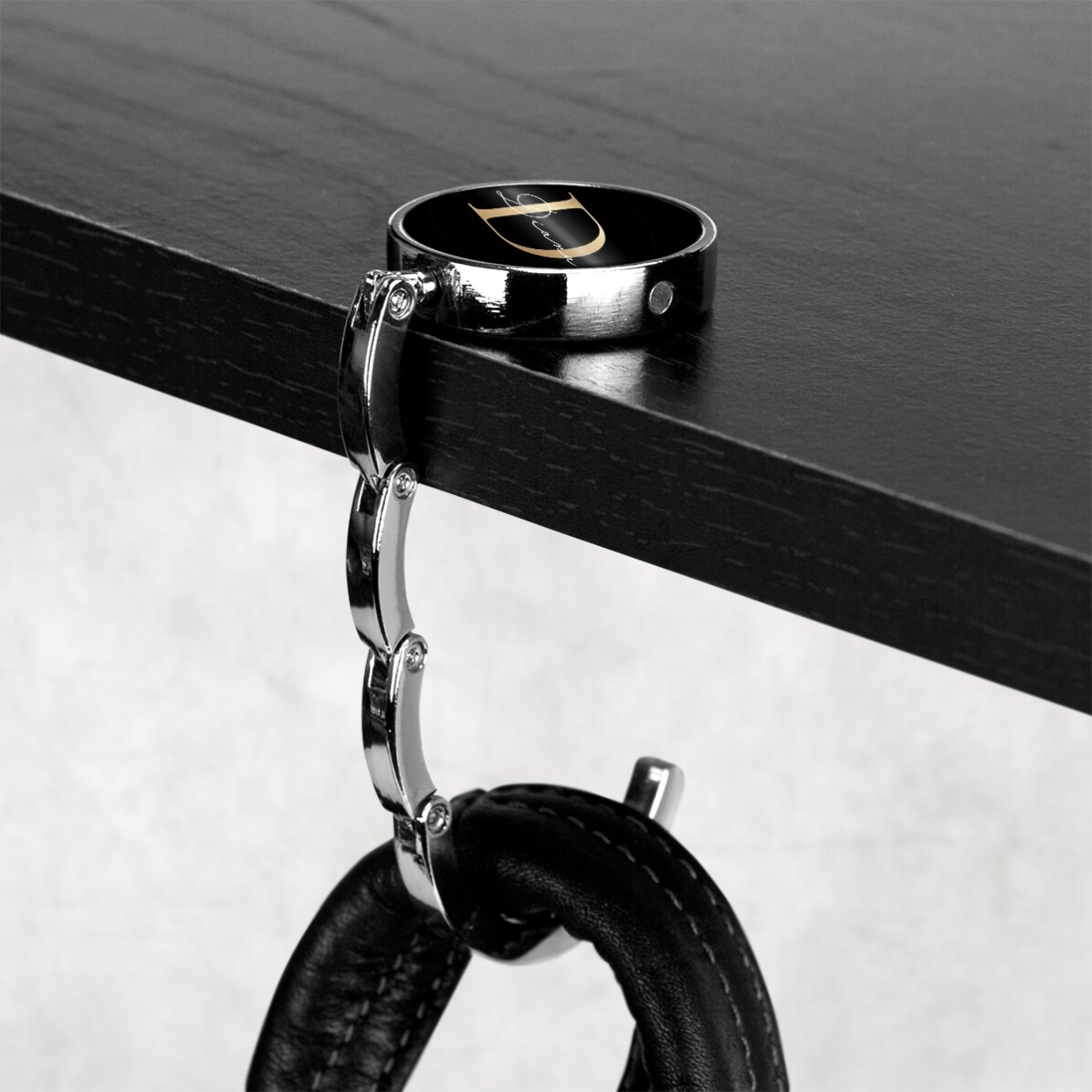Soporte para bolso de mesa personalizado con nombre e inicial - Dorado
