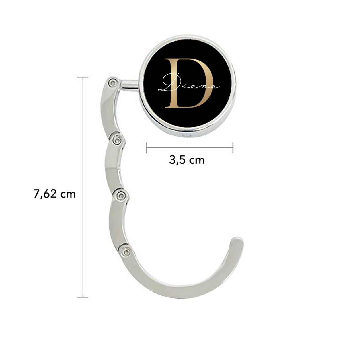 Soporte para bolso de mesa personalizado con nombre e inicial - Dorado