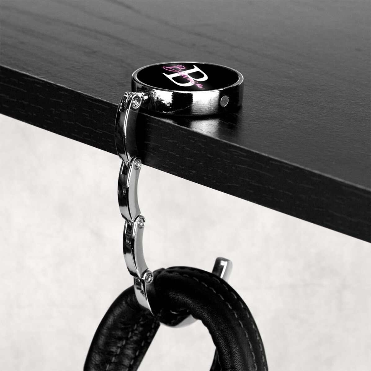 Soporte para bolso de mesa personalizado con nombre e inicial