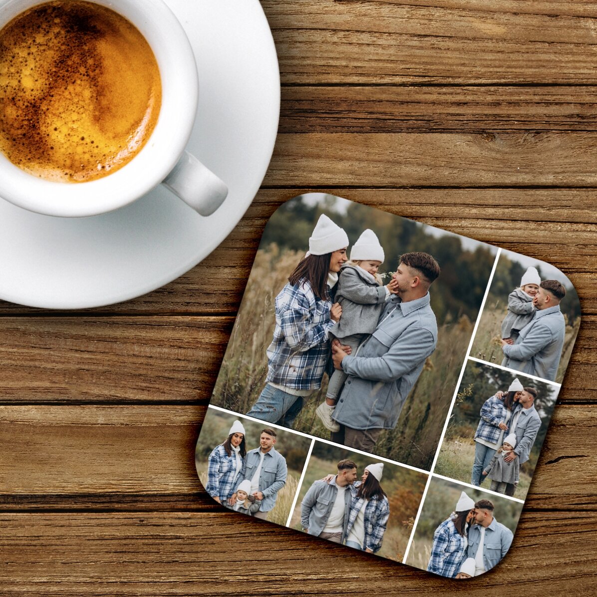 Portavasos personalizado con 6 fotos