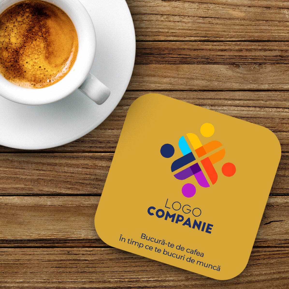 Posavasos personalizado con logotipo y texto