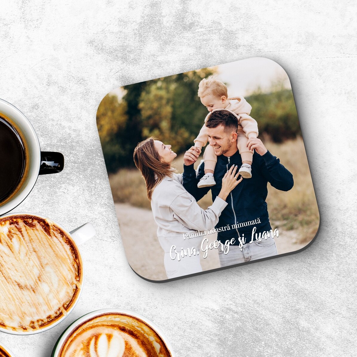 Portavasos personalizado con foto y texto - Nuestra familia