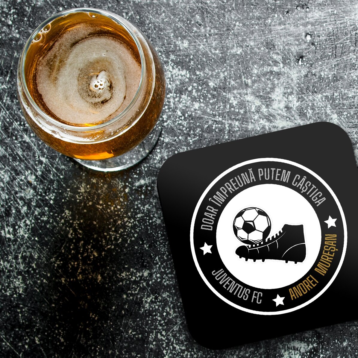 Posavasos personalizado con texto - Equipo de fútbol